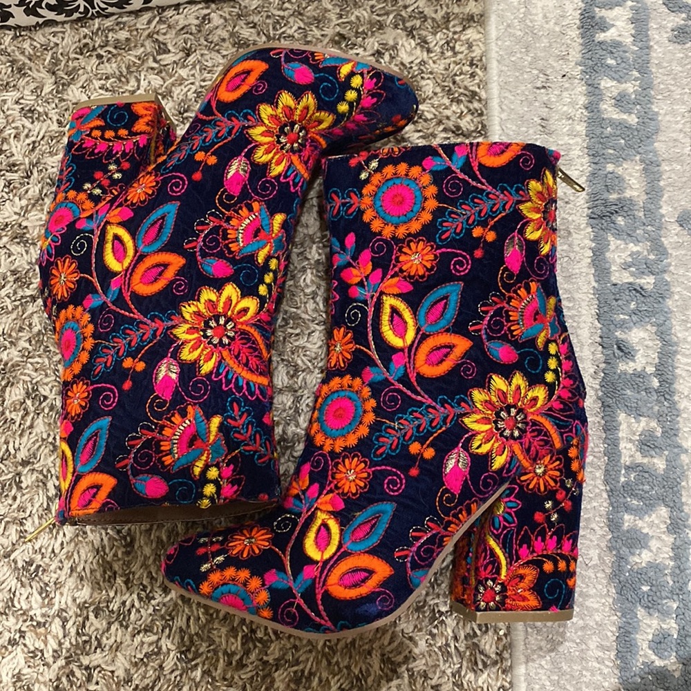 Naughty Monkey Floral Embroidered Booties